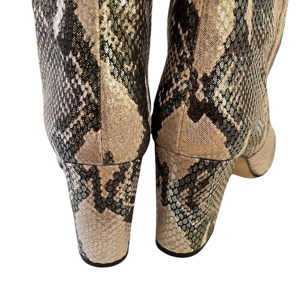 ***SOLD*** Paris Texas | Gold and Black Block Heel High Metallic Boots - Picture 14 of 15